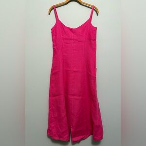 100% Linen Elegant Pink Sleeveless Dress with side zipper